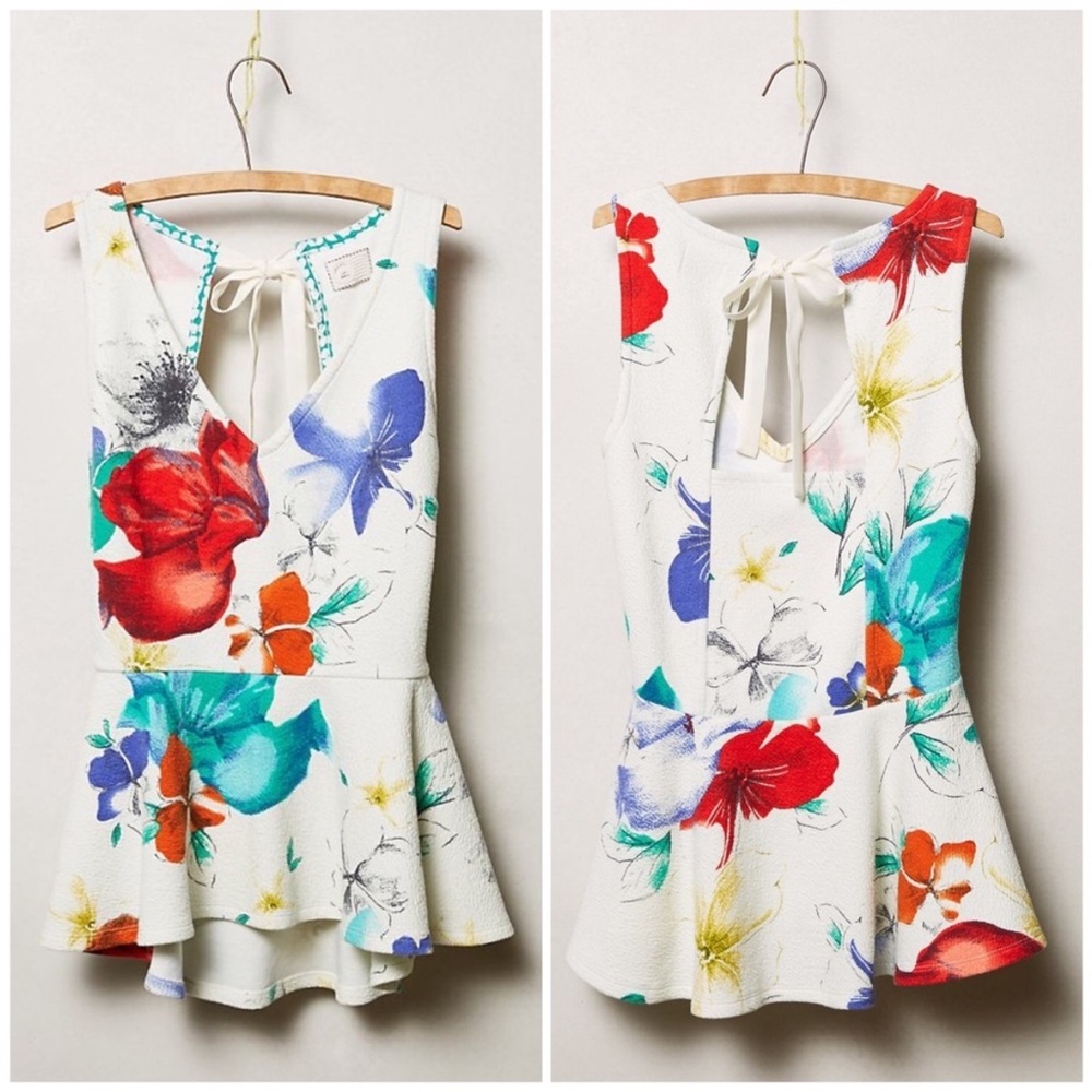 Anthropologie Postmark Flynn Peplum Floral Top